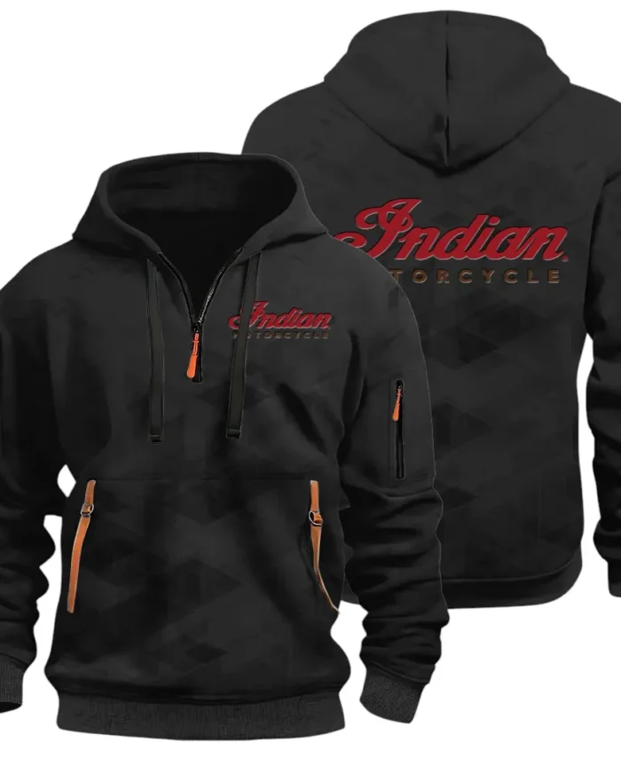 Heritage Bike Hoodie Half Zip 3D Print, Comfortable Daily Wear CAR514 - Black