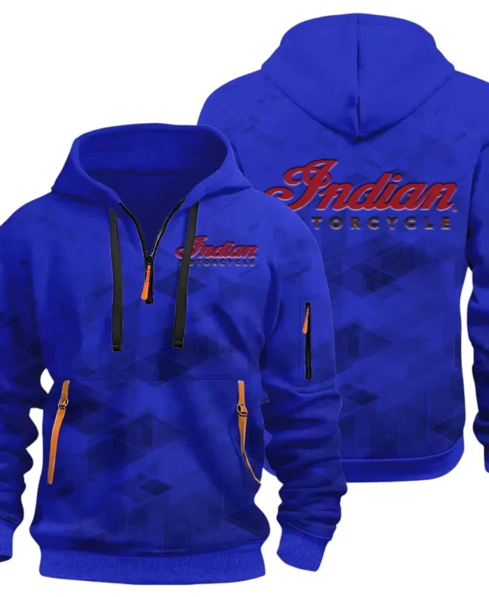 Heritage Bike Hoodie Half Zip 3D Print, Comfortable Daily Wear CAR514 - Blue