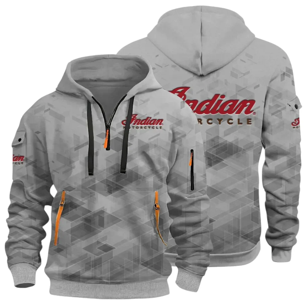 Heritage Bike Hoodie Half Zip 3D Print, Comfortable Daily Wear CAR514 - Gray
