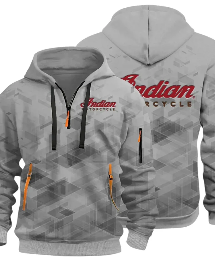 Heritage Bike Hoodie Half Zip 3D Print, Comfortable Daily Wear CAR514 - Gray