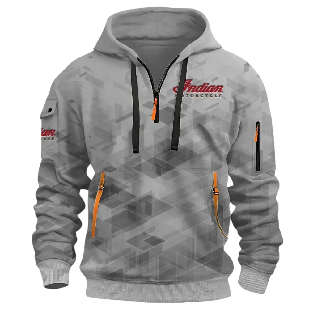 Heritage Bike Hoodie Half Zip 3D Print, Comfortable Daily Wear CAR514 - Gray - Image 2