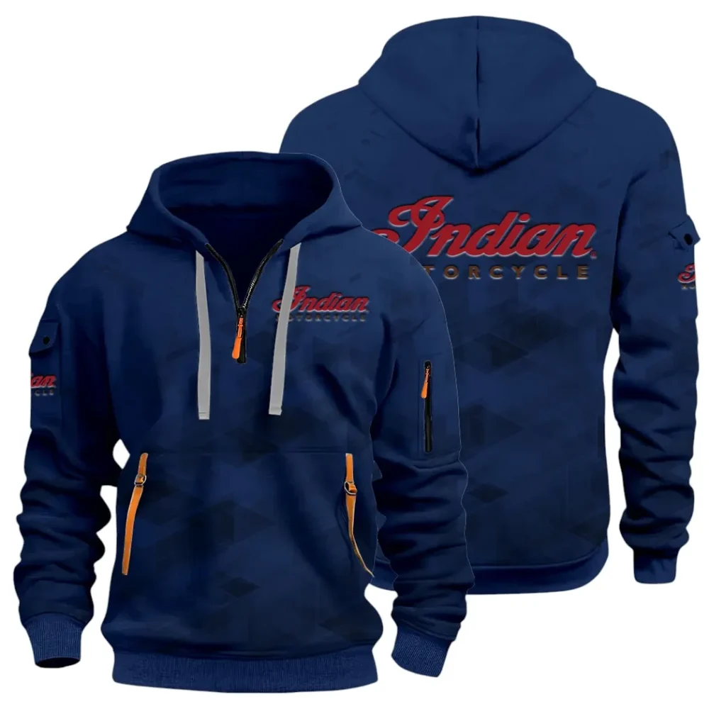 Heritage Bike Hoodie Half Zip 3D Print, Comfortable Daily Wear CAR514 - Navy
