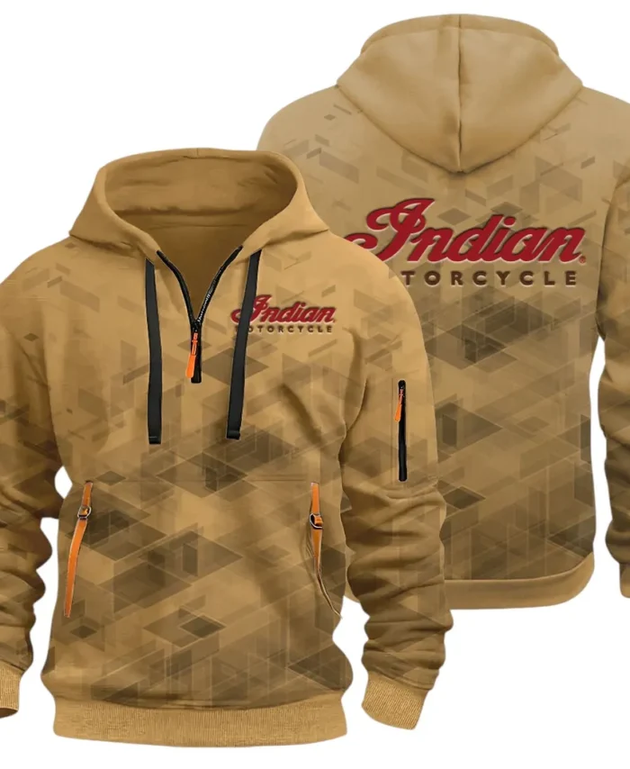 Heritage Bike Hoodie Half Zip 3D Print, Comfortable Daily Wear CAR514 - Khaki