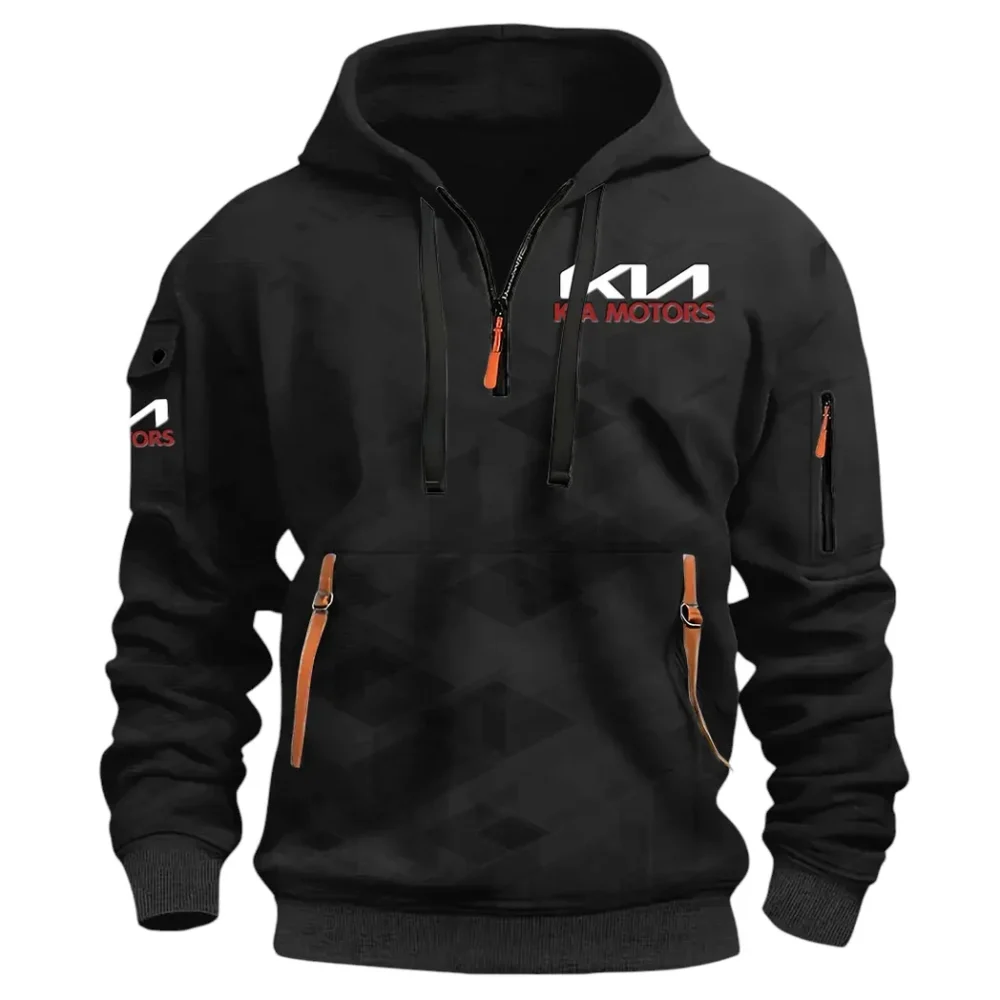 Reliable Automobile Hoodie Half Zip 3D Print, Sporty & Street-Ready Hoodie CAR514 - Black - Image 2