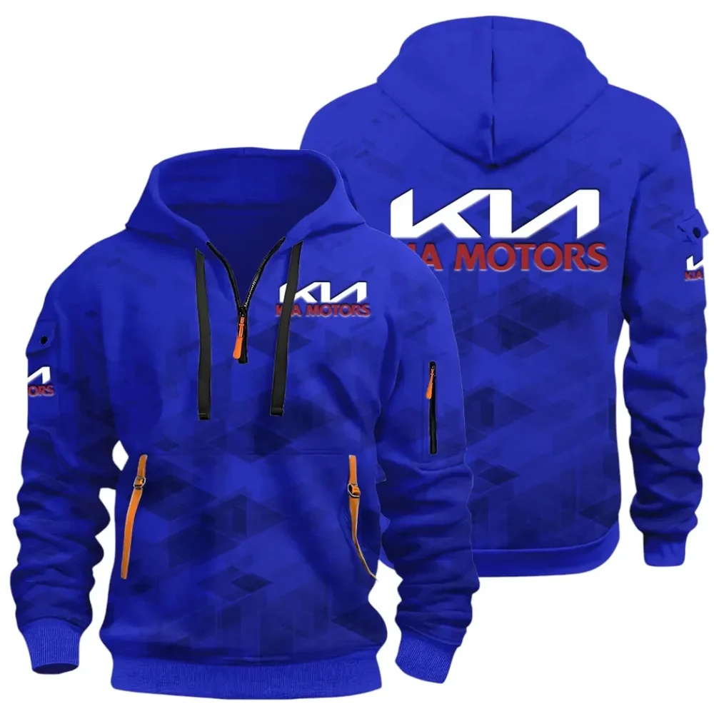 Reliable Automobile Hoodie Half Zip 3D Print, Sporty & Street-Ready Hoodie CAR514 - Blue