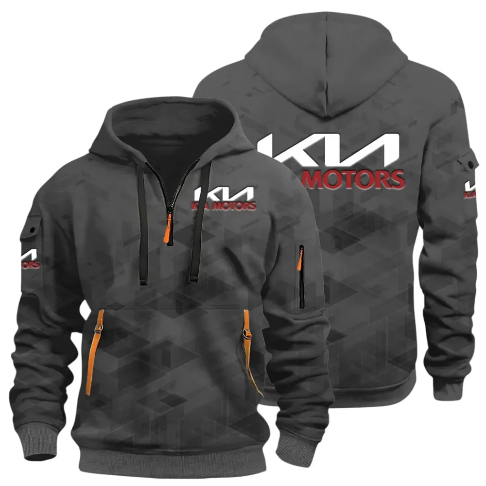 Reliable Automobile Hoodie Half Zip 3D Print, Sporty & Street-Ready Hoodie CAR514 - Dark Gray