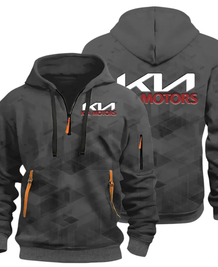 Reliable Automobile Hoodie Half Zip 3D Print, Sporty & Street-Ready Hoodie CAR514 - Dark Gray