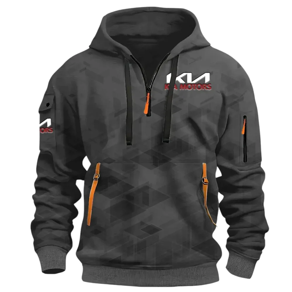 Reliable Automobile Hoodie Half Zip 3D Print, Sporty & Street-Ready Hoodie CAR514 - Dark Gray - Image 2