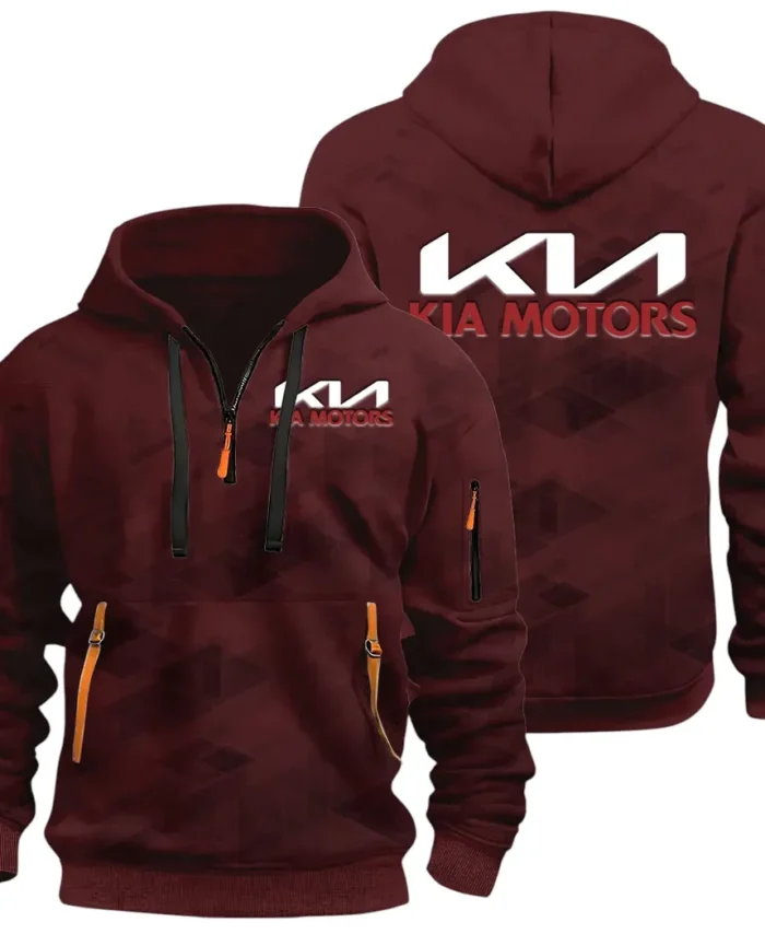 Reliable Automobile Hoodie Half Zip 3D Print, Sporty & Street-Ready Hoodie CAR514 - Dark Red