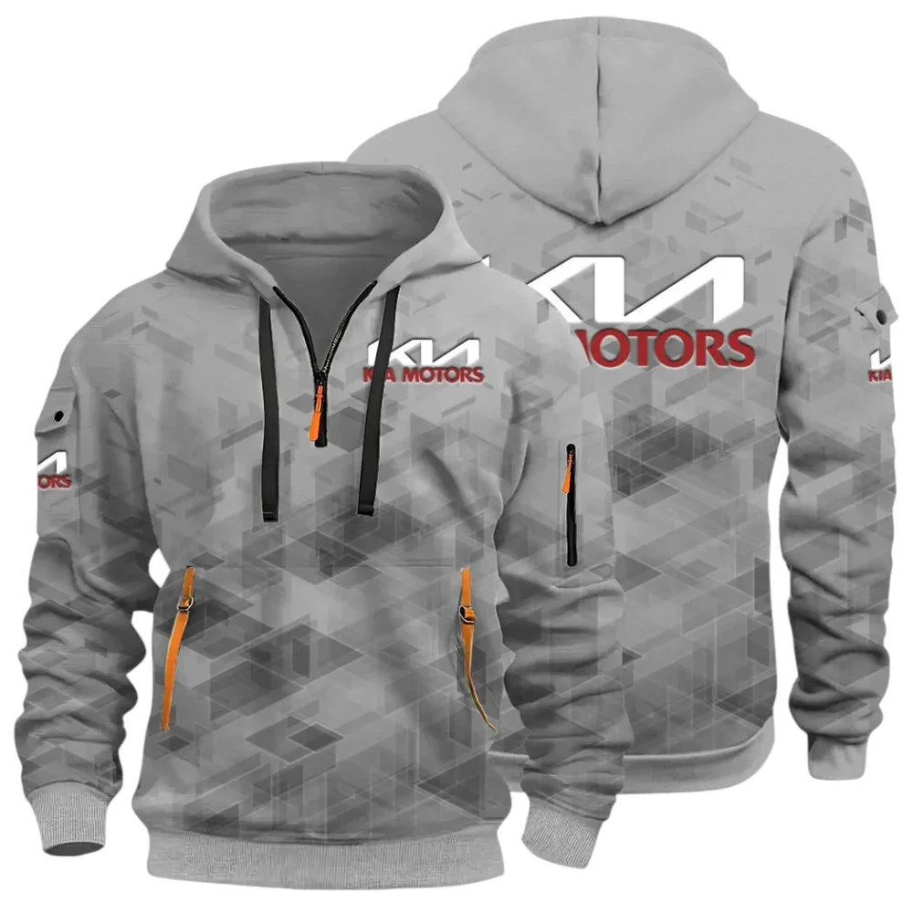Reliable Automobile Hoodie Half Zip 3D Print, Sporty & Street-Ready Hoodie CAR514 - Gray