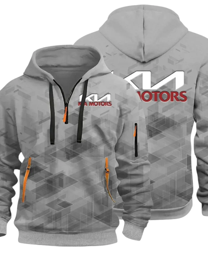 Reliable Automobile Hoodie Half Zip 3D Print, Sporty & Street-Ready Hoodie CAR514 - Gray