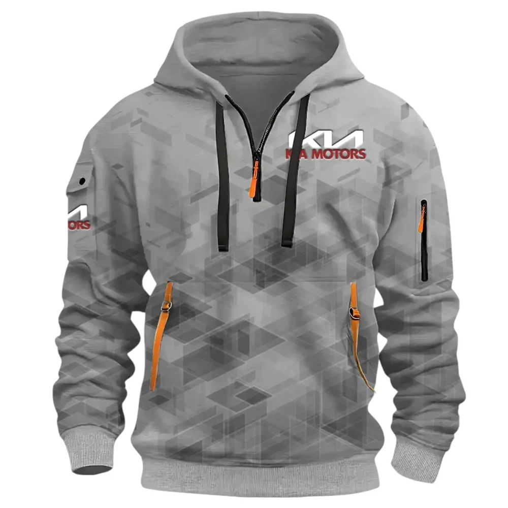 Reliable Automobile Hoodie Half Zip 3D Print, Sporty & Street-Ready Hoodie CAR514 - Gray - Image 2