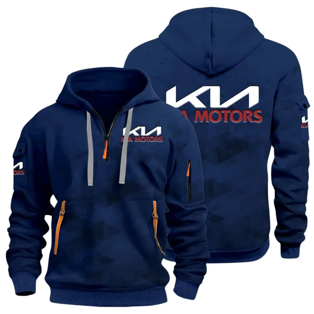 Reliable Automobile Hoodie Half Zip 3D Print, Sporty & Street-Ready Hoodie CAR514 - Navy