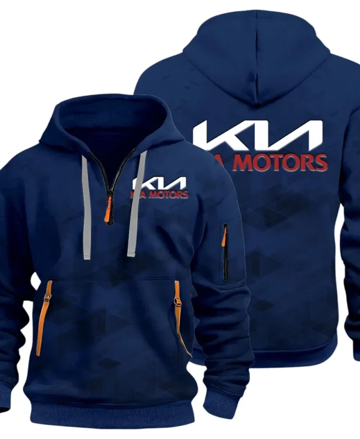 Reliable Automobile Hoodie Half Zip 3D Print, Sporty & Street-Ready Hoodie CAR514 - Navy