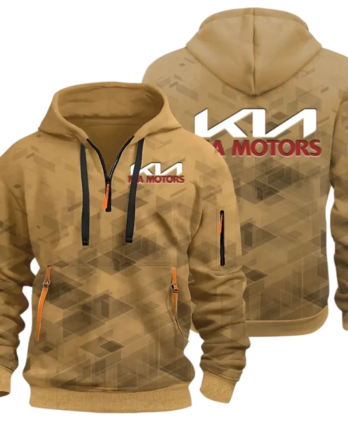 Reliable Automobile Hoodie Half Zip 3D Print, Sporty & Street-Ready Hoodie CAR514 - Khaki