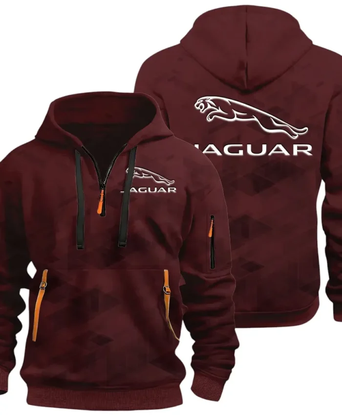 Sophisticated Car Hoodie Half Zip 3D Print, Everyday Comfortable Hoodie CAR514 - Dark Red