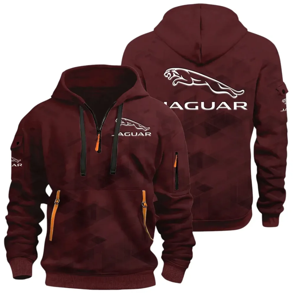 Sophisticated Car Hoodie Half Zip 3D Print, Everyday Comfortable Hoodie CAR514 - Dark Red - Image 2