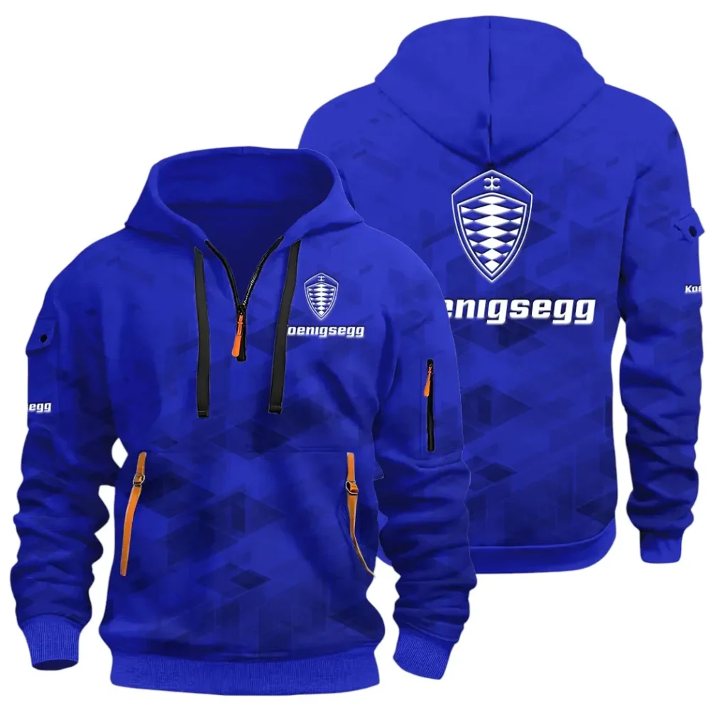 Record-Breaking Auto Hoodie Half Zip 3D Print, Lightweight & Comfortable Streetwear Hoodie CAR514 - Blue