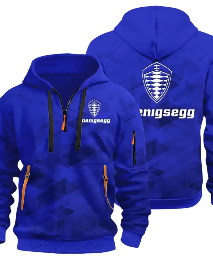 Record-Breaking Auto Hoodie Half Zip 3D Print, Lightweight & Comfortable Streetwear Hoodie CAR514 - Blue