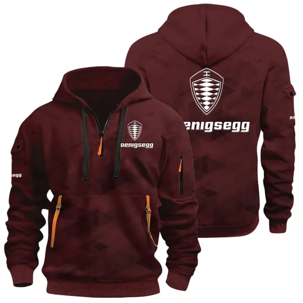 Record-Breaking Auto Hoodie Half Zip 3D Print, Lightweight & Comfortable Streetwear Hoodie CAR514 - Dark Red