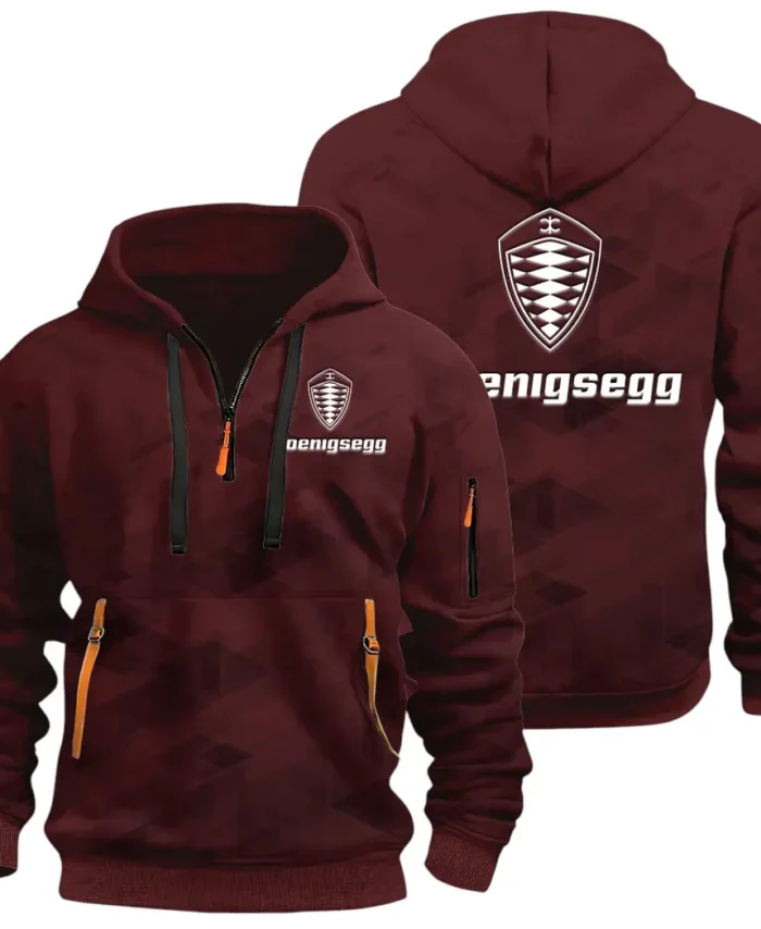 Record-Breaking Auto Hoodie Half Zip 3D Print, Lightweight & Comfortable Streetwear Hoodie CAR514 - Dark Red