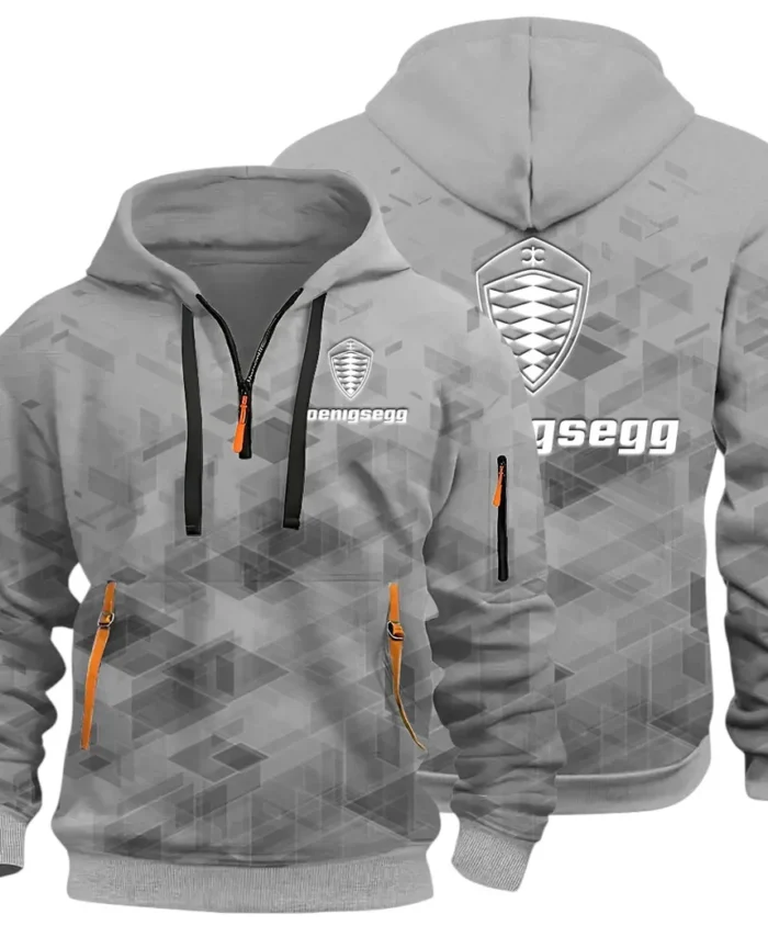 Record-Breaking Auto Hoodie Half Zip 3D Print, Lightweight & Comfortable Streetwear Hoodie CAR514 - Gray