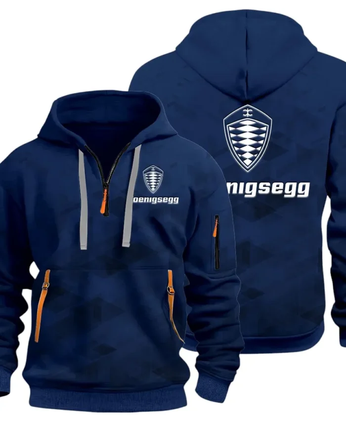 Record-Breaking Auto Hoodie Half Zip 3D Print, Lightweight & Comfortable Streetwear Hoodie CAR514 - Navy