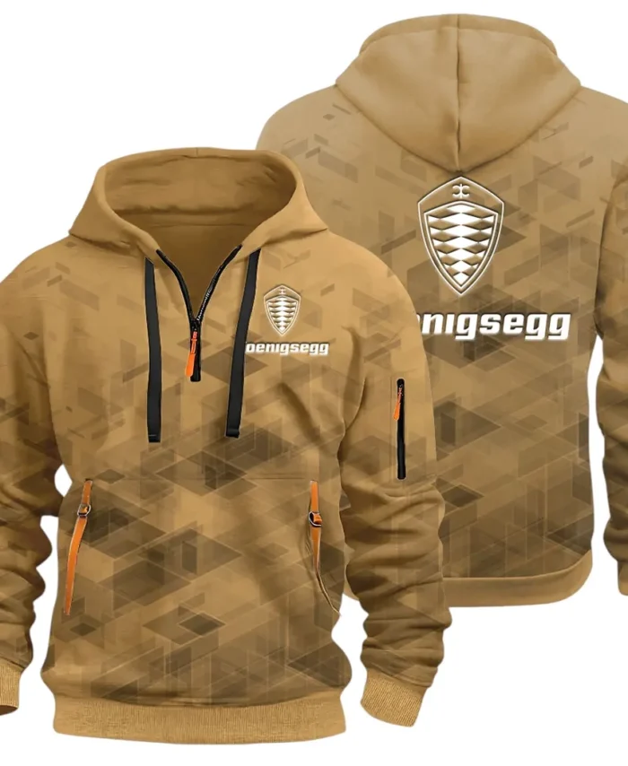 Record-Breaking Auto Hoodie Half Zip 3D Print, Lightweight & Comfortable Streetwear Hoodie CAR514 - Khaki