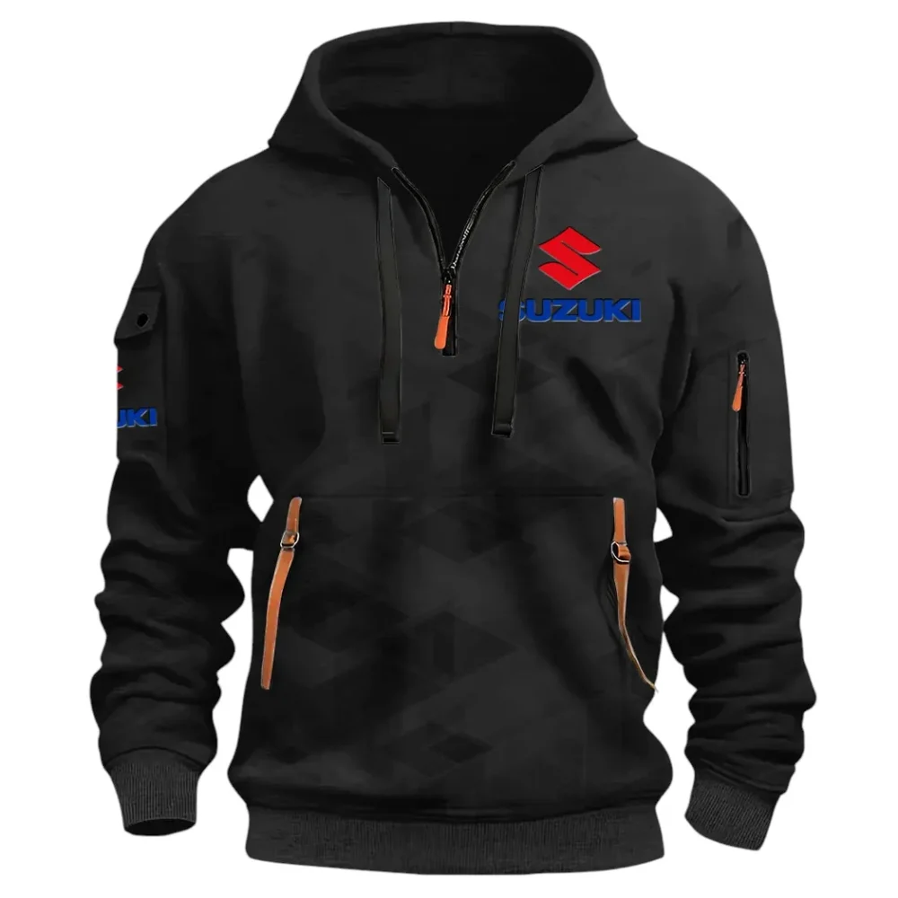 Racing Vibe Hoodie Half Zip 3D Print, Sporty & Casual Everyday Wear Hoodie CAR514 - Black - Image 2
