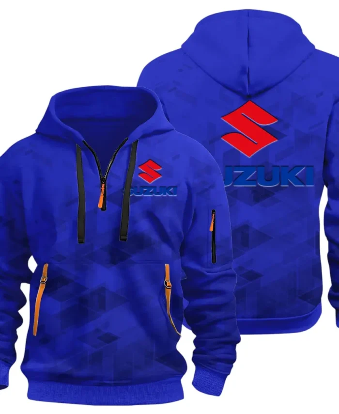 Racing Vibe Hoodie Half Zip 3D Print, Sporty & Casual Everyday Wear Hoodie CAR514 - Blue