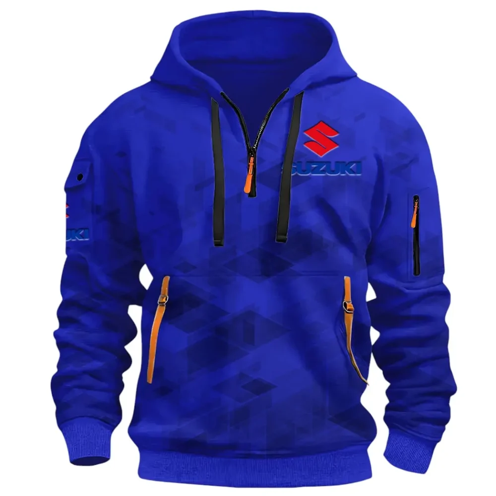 Racing Vibe Hoodie Half Zip 3D Print, Sporty & Casual Everyday Wear Hoodie CAR514 - Blue - Image 2