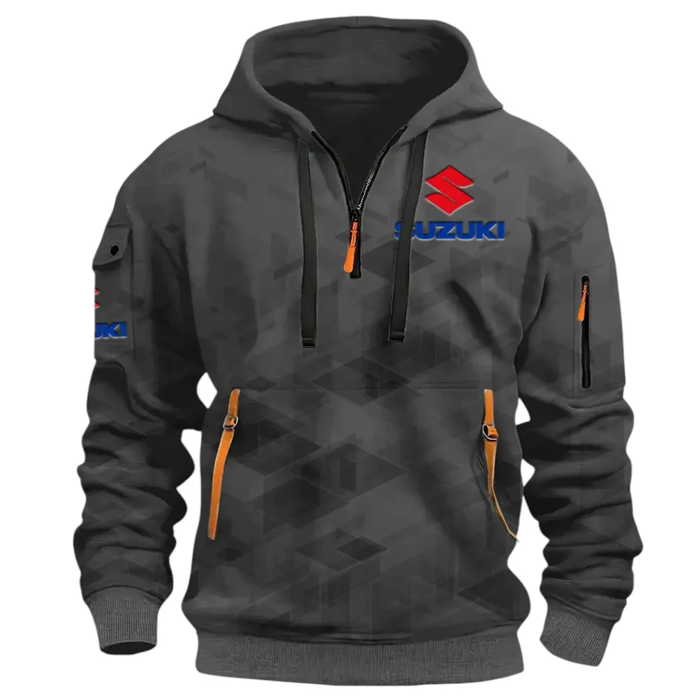 Racing Vibe Hoodie Half Zip 3D Print, Sporty & Casual Everyday Wear Hoodie CAR514 - Dark Gray - Image 2