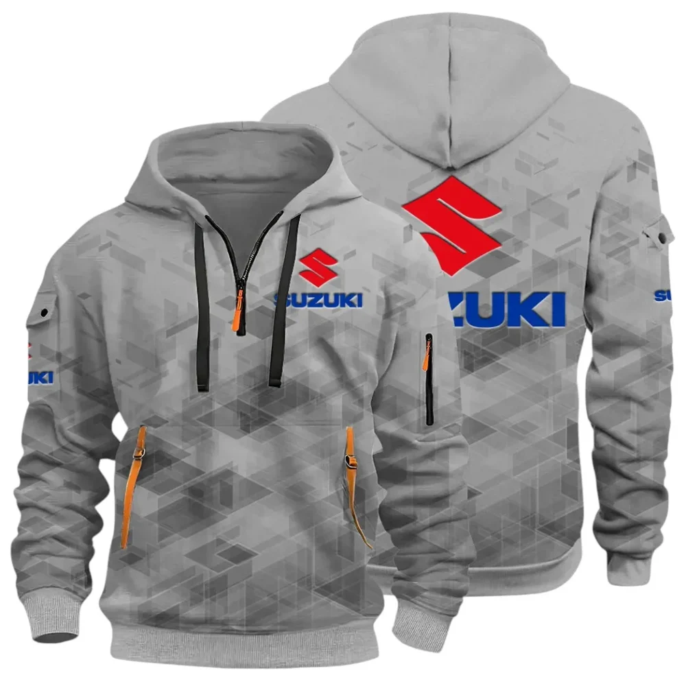 Racing Vibe Hoodie Half Zip 3D Print, Sporty & Casual Everyday Wear Hoodie CAR514 - Gray