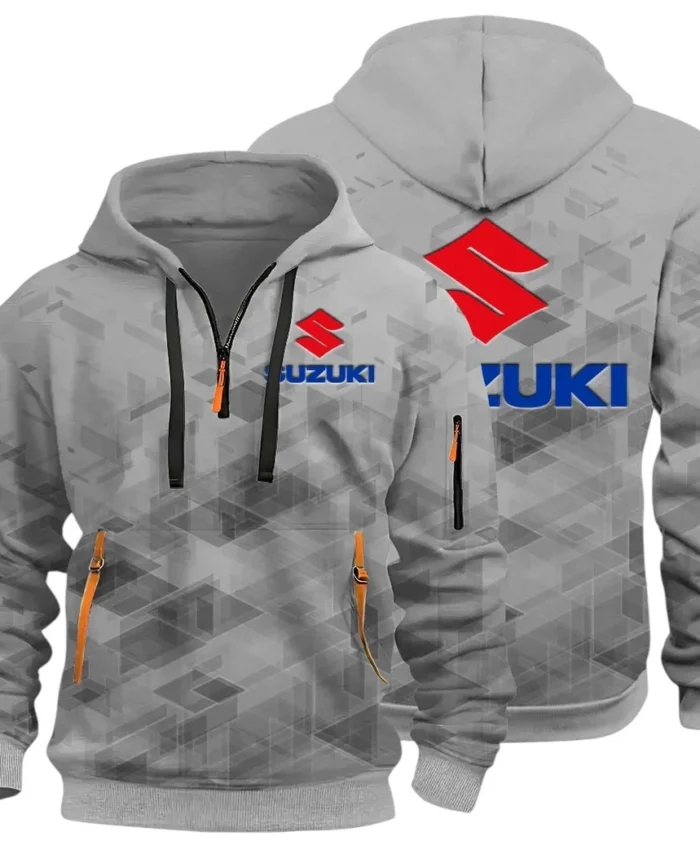 Racing Vibe Hoodie Half Zip 3D Print, Sporty & Casual Everyday Wear Hoodie CAR514 - Gray