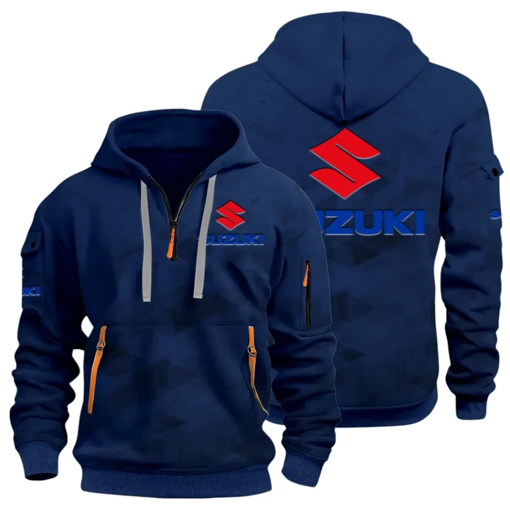 Racing Vibe Hoodie Half Zip 3D Print, Sporty & Casual Everyday Wear Hoodie CAR514 - Navy