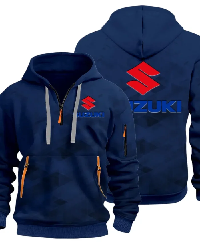Racing Vibe Hoodie Half Zip 3D Print, Sporty & Casual Everyday Wear Hoodie CAR514 - Navy