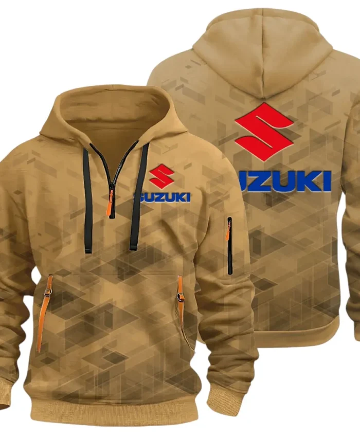 Racing Vibe Hoodie Half Zip 3D Print, Sporty & Casual Everyday Wear Hoodie CAR514 - Khaki