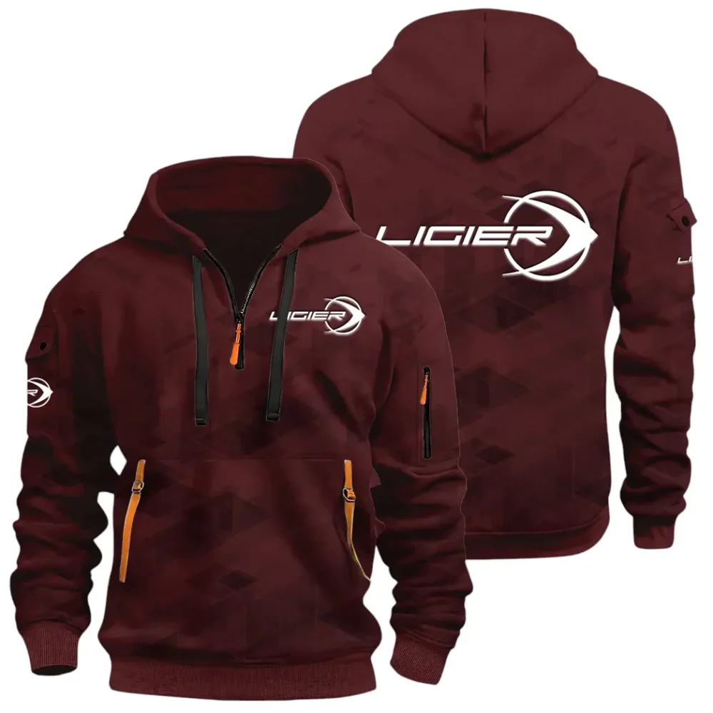 Racing Vibe Hoodie Half Zip 3D Print, Casual Fit for Everyday Wear Hoodie CAR514 - Dark Red - Image 2