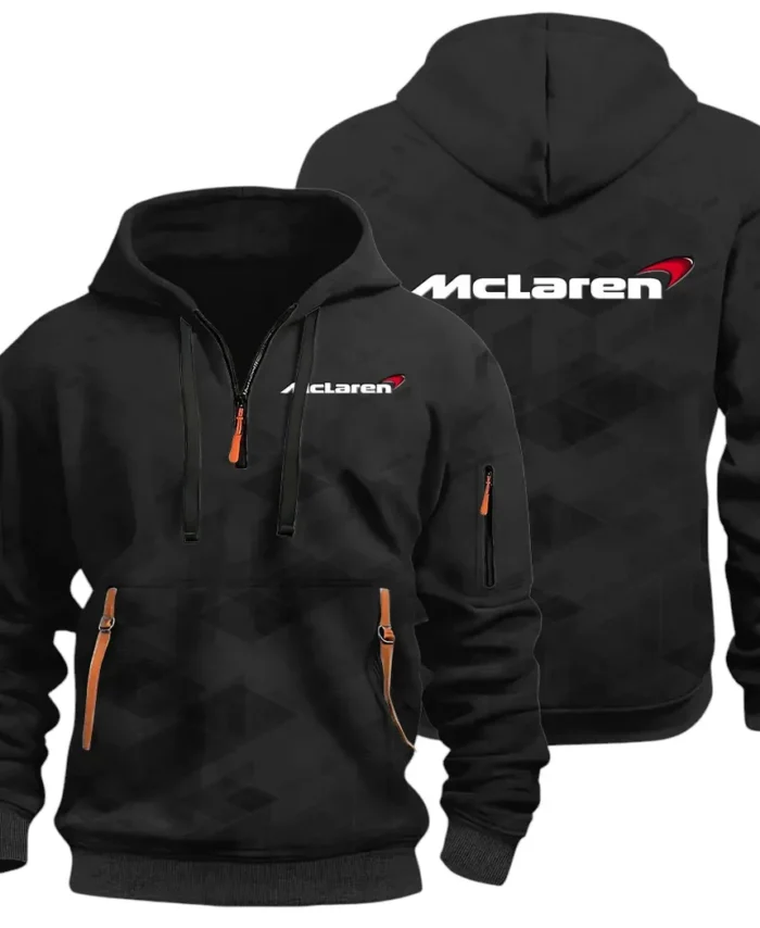 Racing Icon Hoodie Half Zip 3D Print, Sporty Urban Comfort Hoodie CAR514 - Black