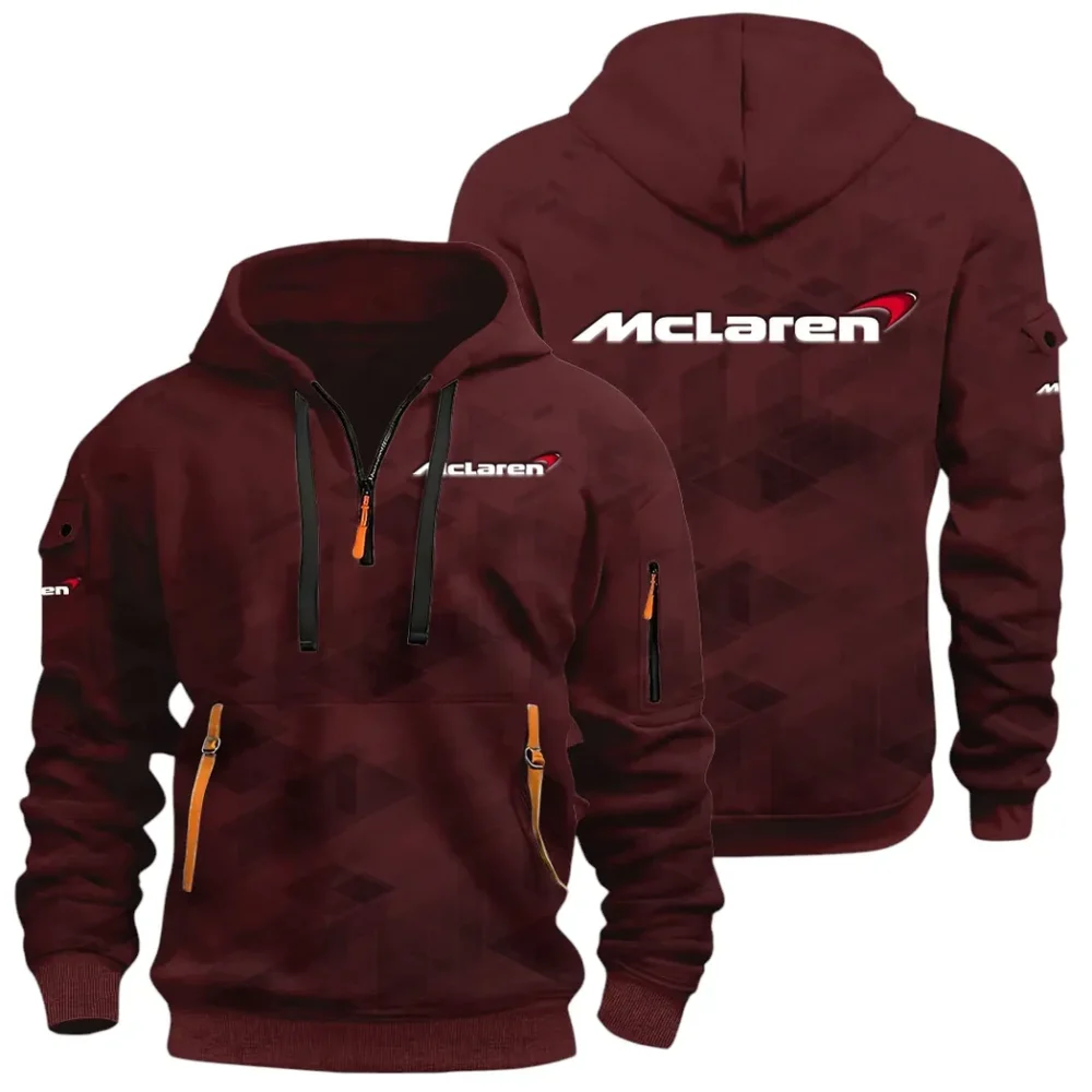 Racing Icon Hoodie Half Zip 3D Print, Sporty Urban Comfort Hoodie CAR514 - Dark Red - Image 2