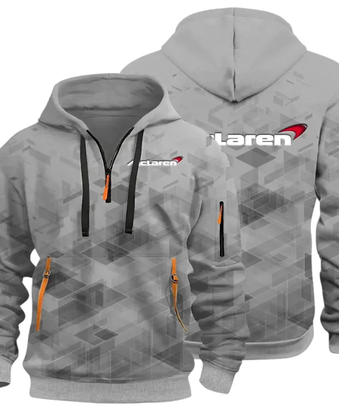 Racing Icon Hoodie Half Zip 3D Print, Sporty Urban Comfort Hoodie CAR514 - Gray