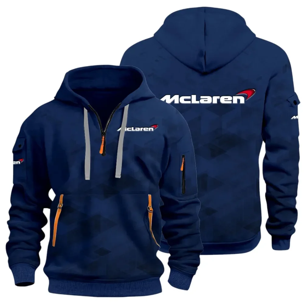 Racing Icon Hoodie Half Zip 3D Print, Sporty Urban Comfort Hoodie CAR514 - Navy