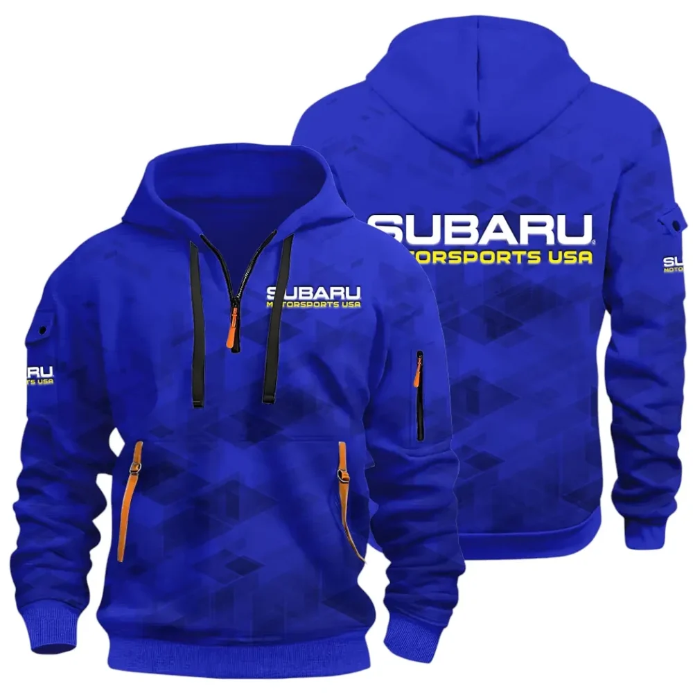Compact SUV Hoodie Half Zip 3D Print, Sporty Urban Comfort Hoodie CAR514 - Blue