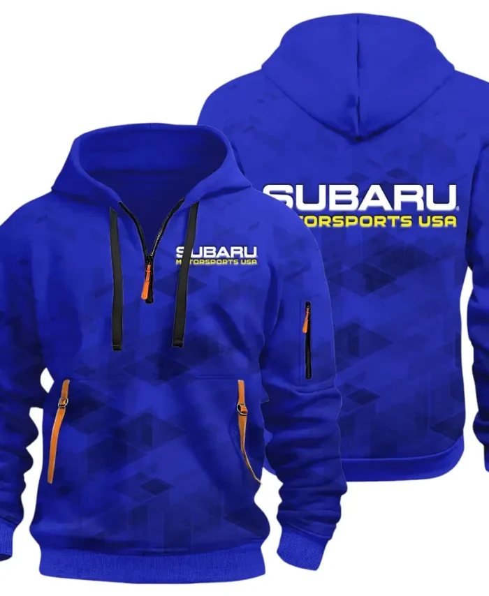 Compact SUV Hoodie Half Zip 3D Print, Sporty Urban Comfort Hoodie CAR514 - Blue