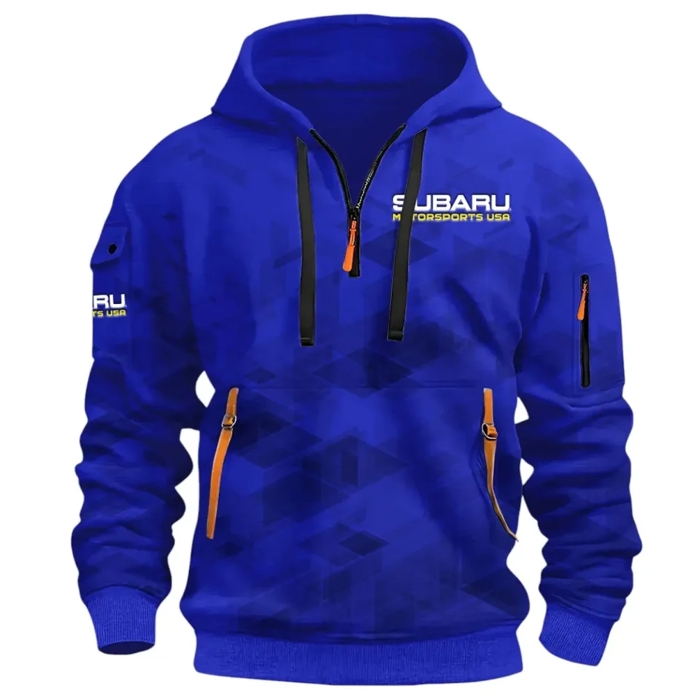 Compact SUV Hoodie Half Zip 3D Print, Sporty Urban Comfort Hoodie CAR514 - Blue - Image 2